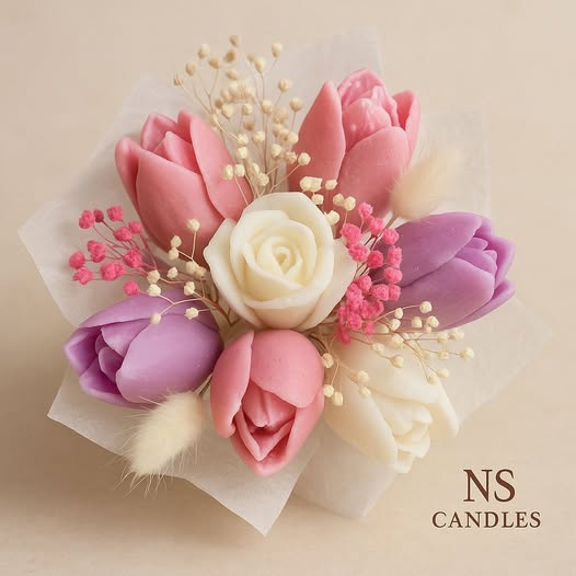 Jarní něha – sada voskových tulipánů